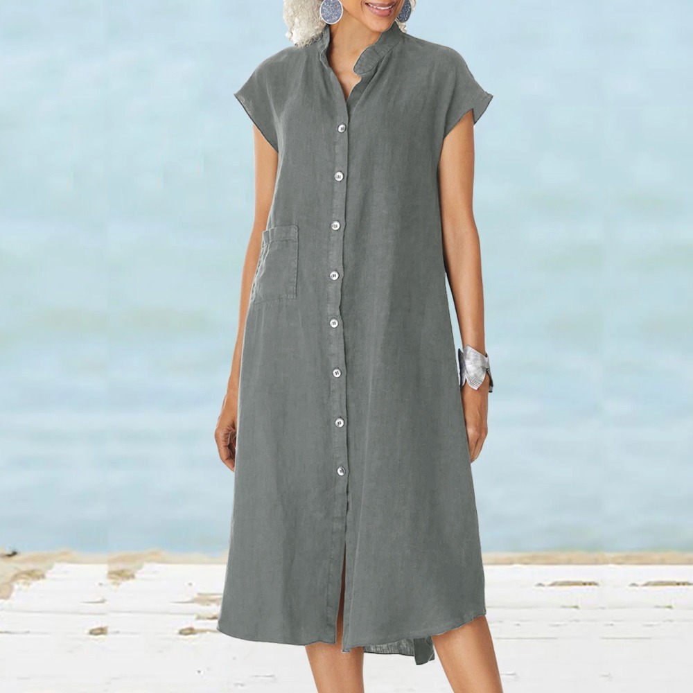 2026 Women Casual Black Shirt  - Casual Loose Linen Shirt Dress recension och pris