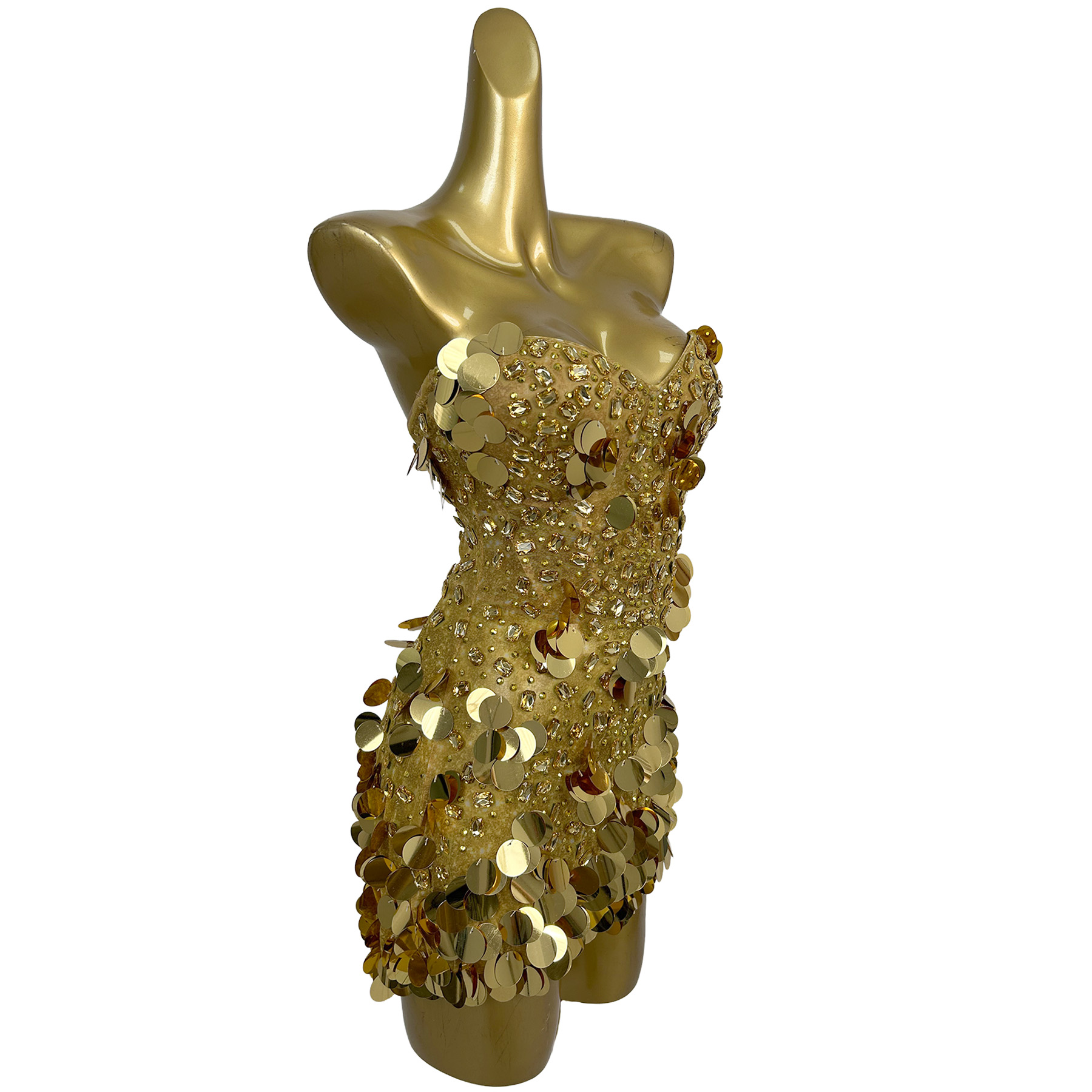 Sparkly Gold Crystals Straples - Sparkly Rhinestone Club Party Dress recension och pris