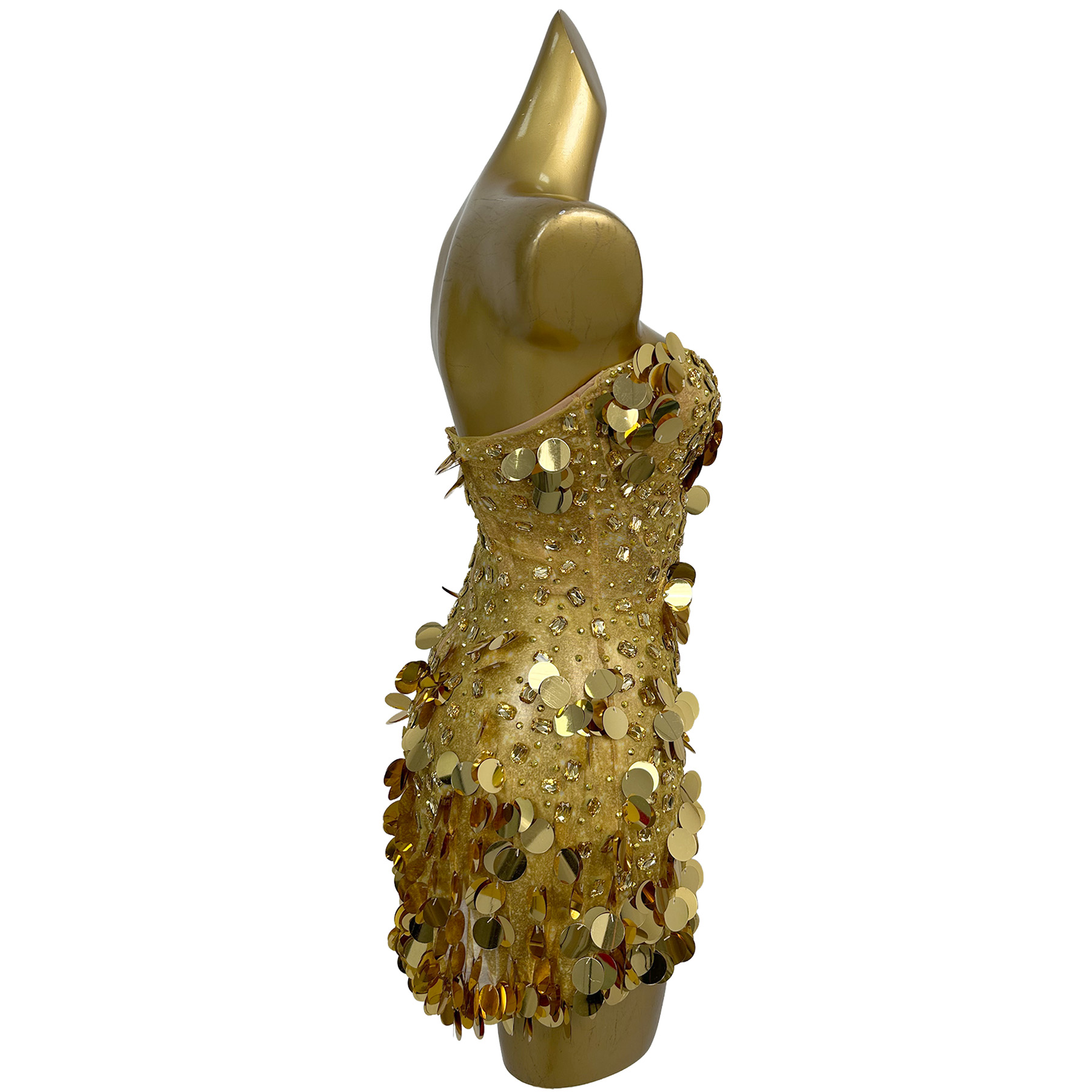 Sparkly Gold Crystals Straples - Sparkly Rhinestone Club Party Dress recension och pris