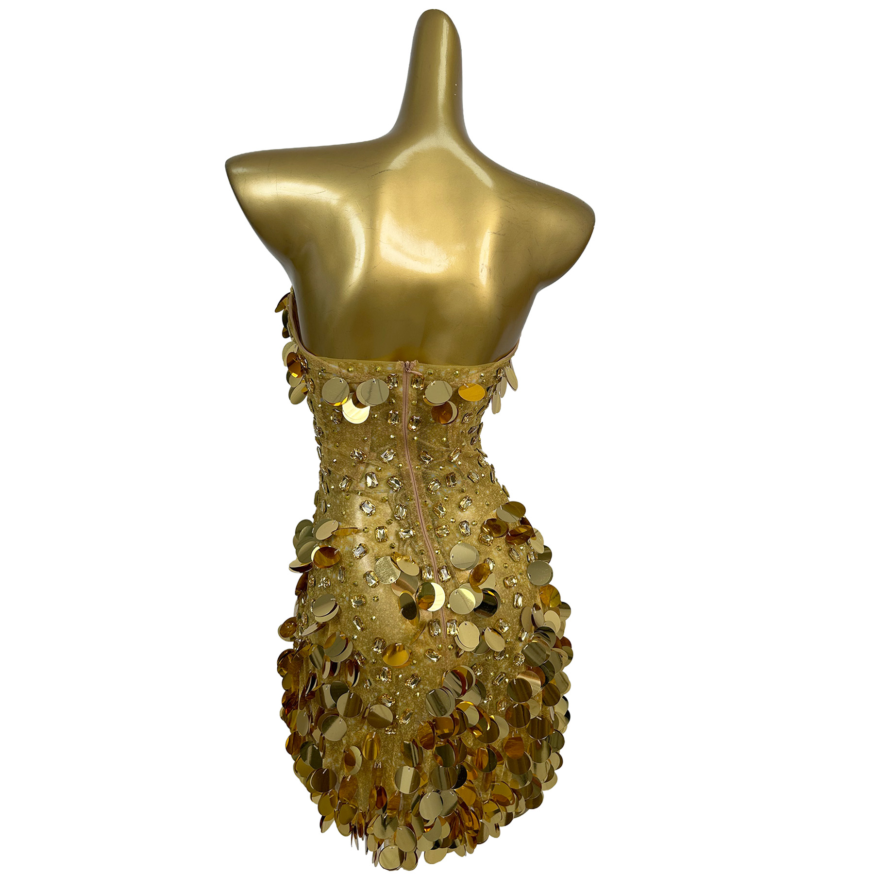 Sparkly Gold Crystals Straples - Sparkly Rhinestone Club Party Dress recension och pris