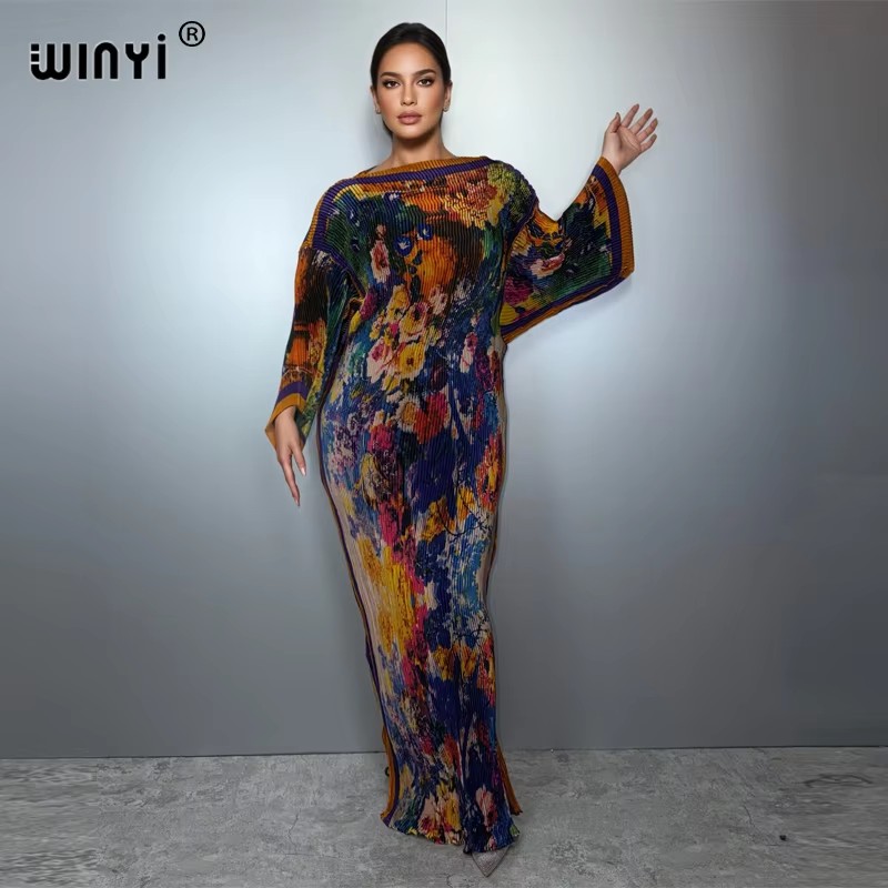 WINYI Summer Pleated Elastic L - Boho Summer Beach Maxi Dress recension och pris