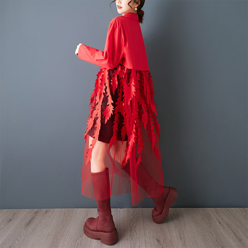 Spring New Loose Floral Print  - Korean Style A Line Shirt Dress recension och pris