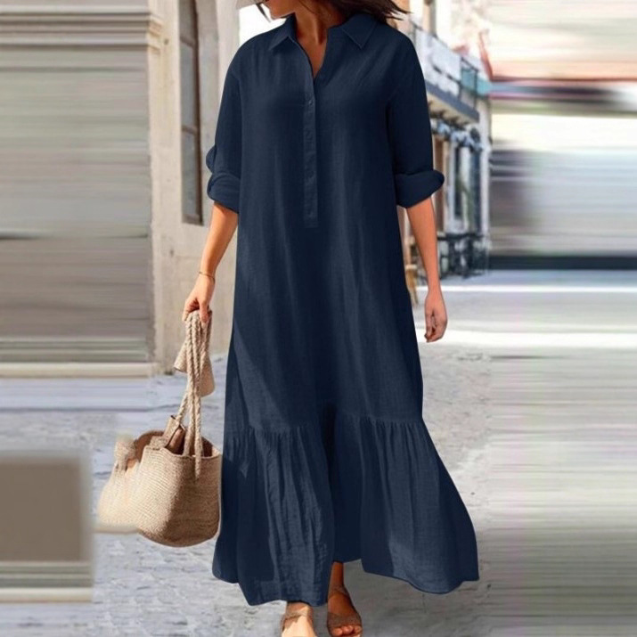 2026 European and American New - Casual Loose Linen Shirt Dress recension och pris