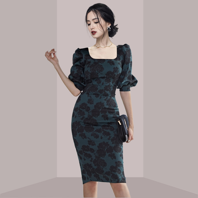 Elegant Ladylike Floral Print  - French Vintage Floral Midi Dress recension och pris