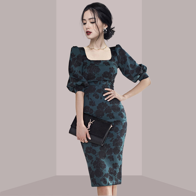 Elegant Ladylike Floral Print  - French Vintage Floral Midi Dress recension och pris