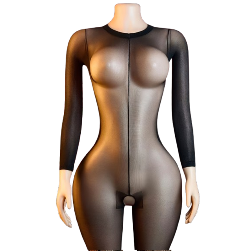 1 Piece Sheer Black Mesh Open- - Lingerie recension och pris