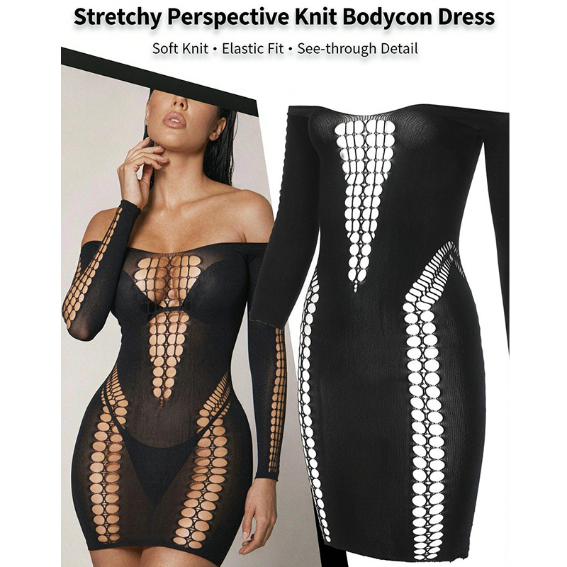 Women Sheer Mesh Long Sleeve B - Sexy Mesh Sheer Bodycon Dress recension och pris