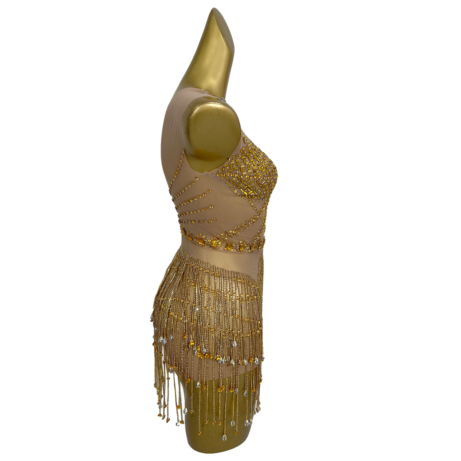 Sparkly Gold Rhinestone Tassel - Sparkly Rhinestone Club Party Dress recension och pris
