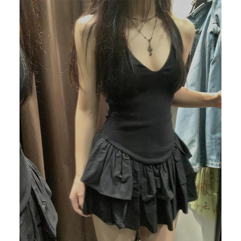 MEXZT Y2K Black Mini Dress Wom - Y2K Backless Halter Mini Dress recension och pris