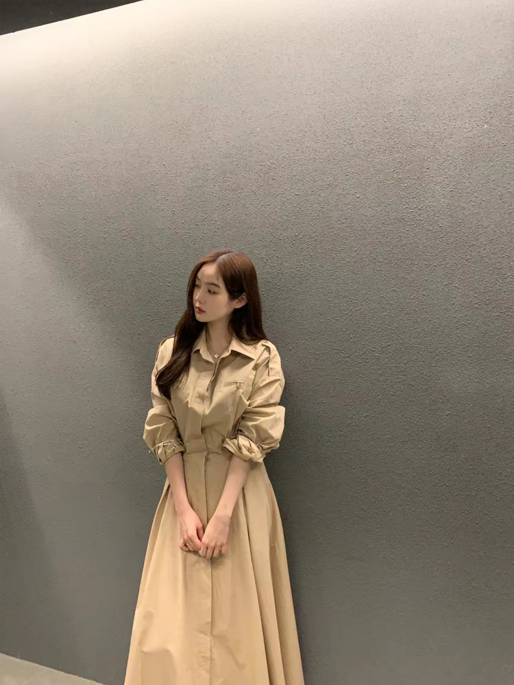 Elegant Long Sleeve Shirt Dres - Korean Style A Line Shirt Dress recension och pris