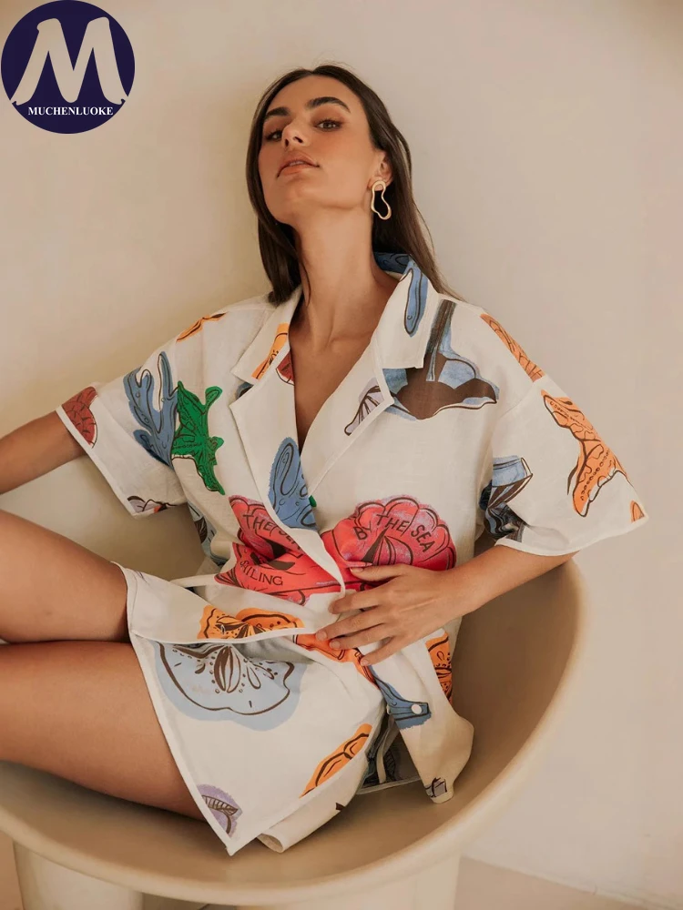 Summer Two Piece Outfits for W - Casual Loose Linen Shirt Dress recension och pris