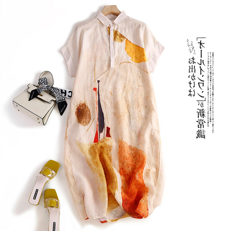 Casual Cotton Linen Shirt Dres - Casual Loose Linen Shirt Dress recension och pris